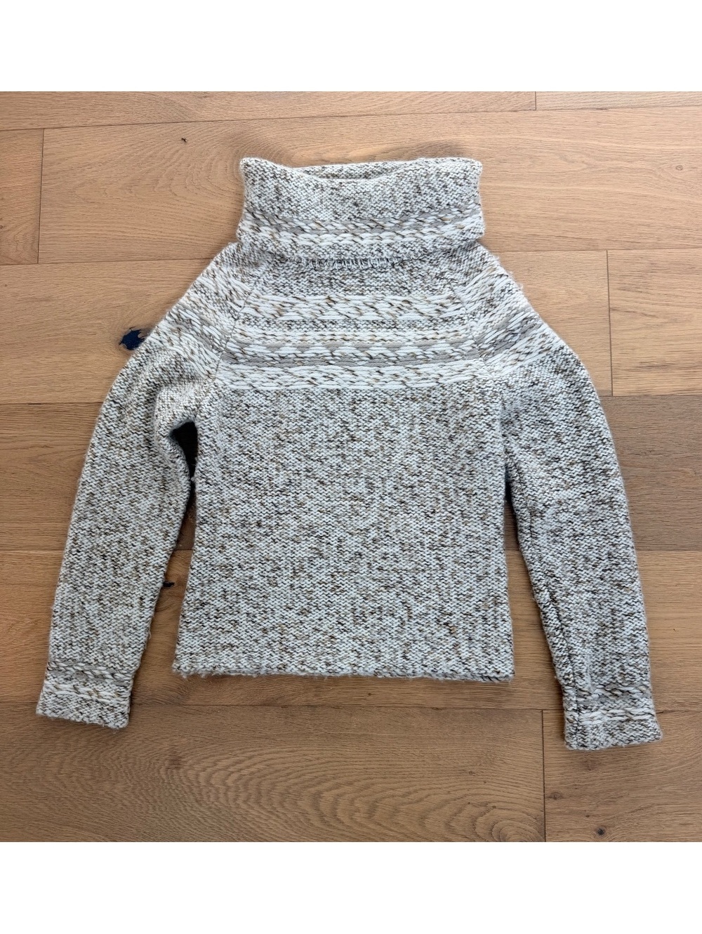GAP Vintage Style Chunky Knit Cowl Neck Sweater Wool Angora Blend Cream Tan S